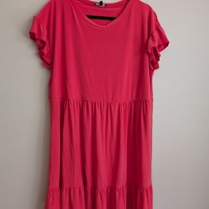 Express Vibrant Pink Mini Dress with Ruffle Sleeves